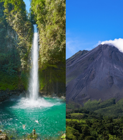 Image showing Arenal Volcano and the La Fortuna Waterfall.
