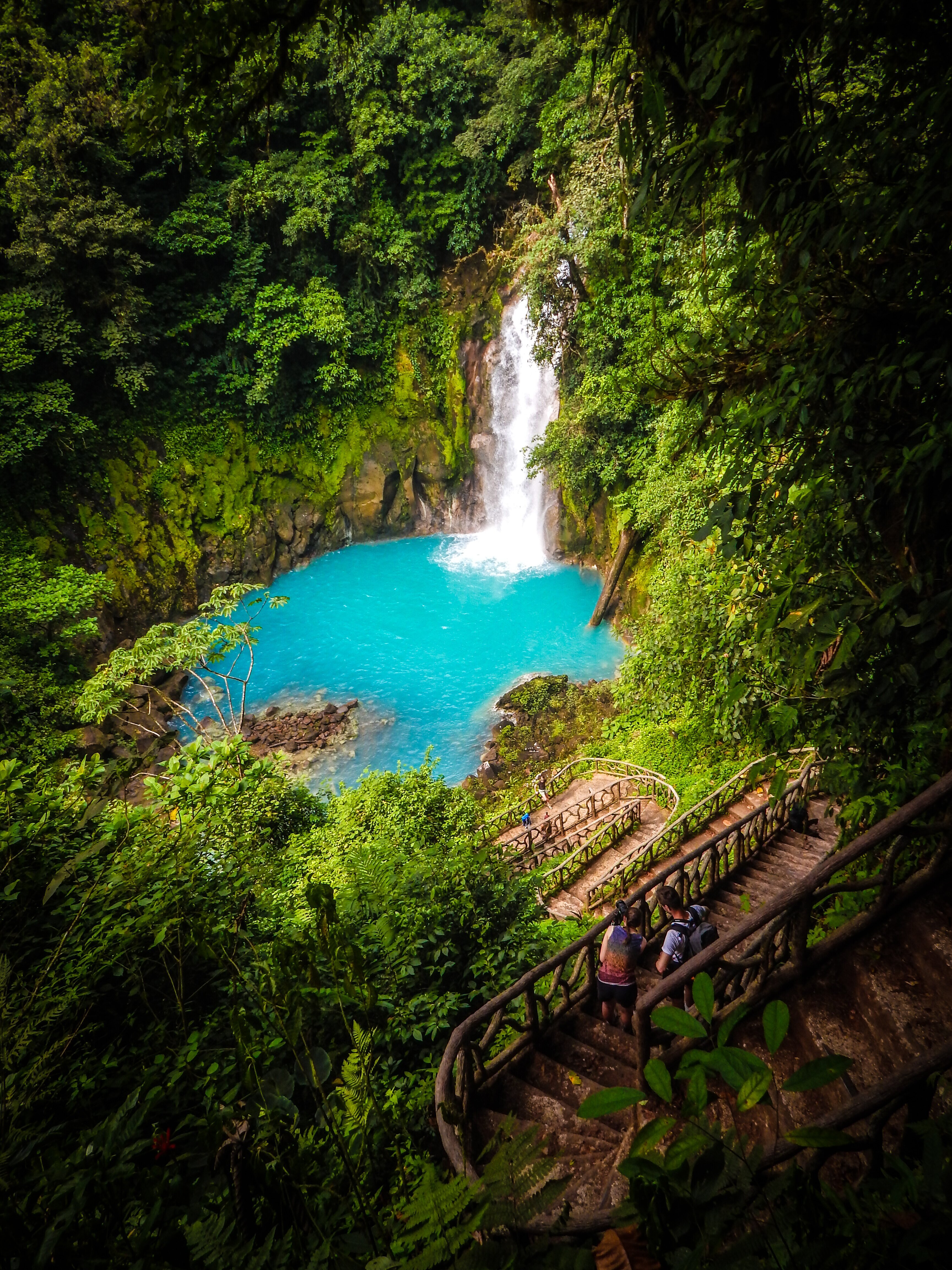 Celestial blue river and waterfall at Rio Celeste.